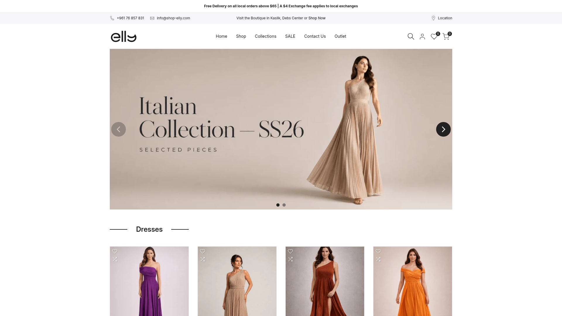 Shop Elly website screenshot